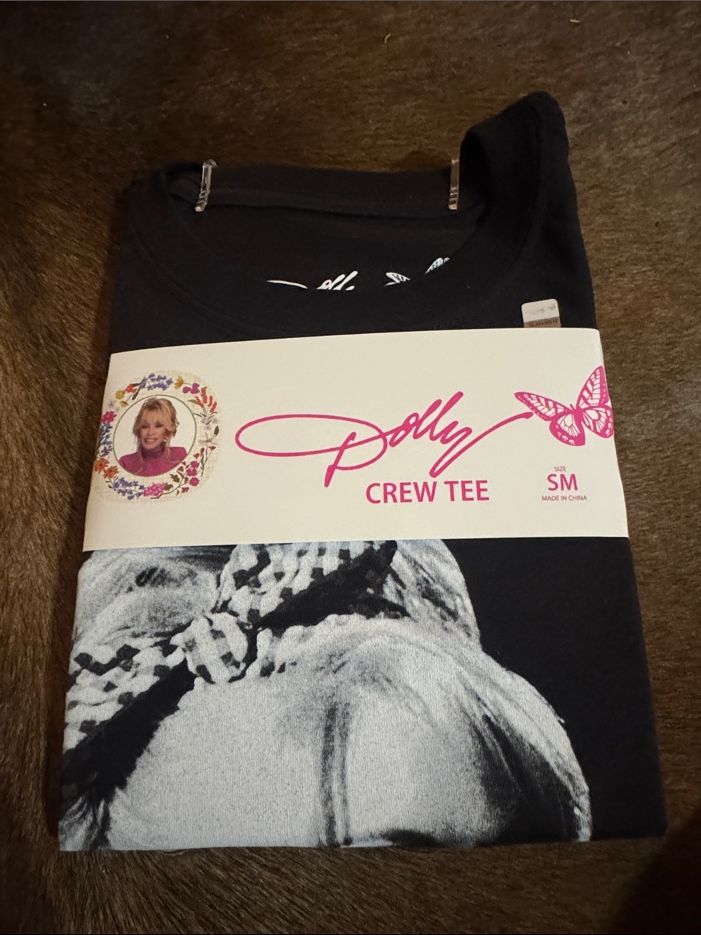 Dolly Crew Tee - Black with White Graphic